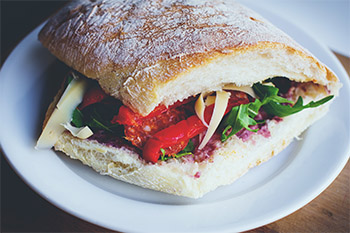 sandwich, red peppers with cheese